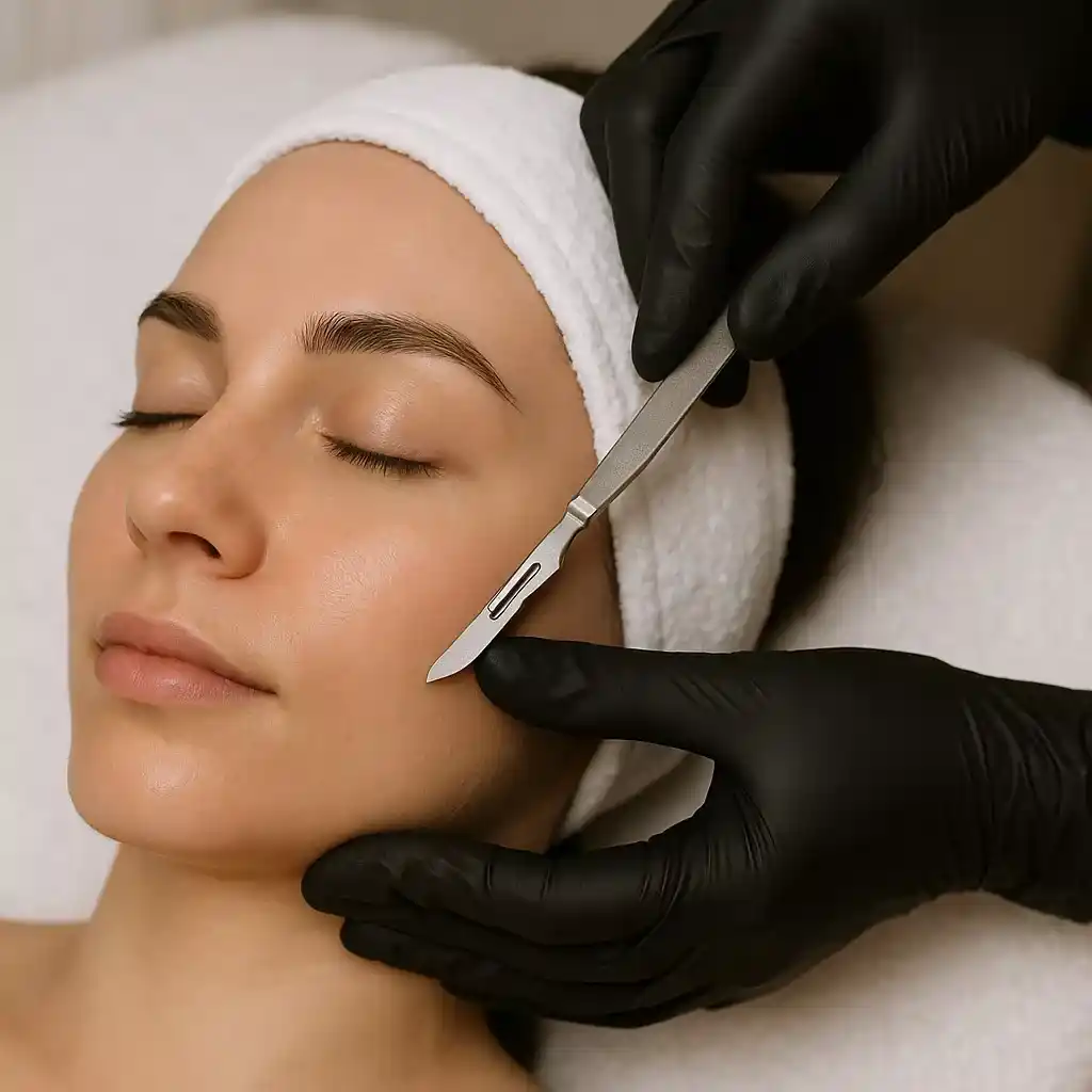 women taking facial